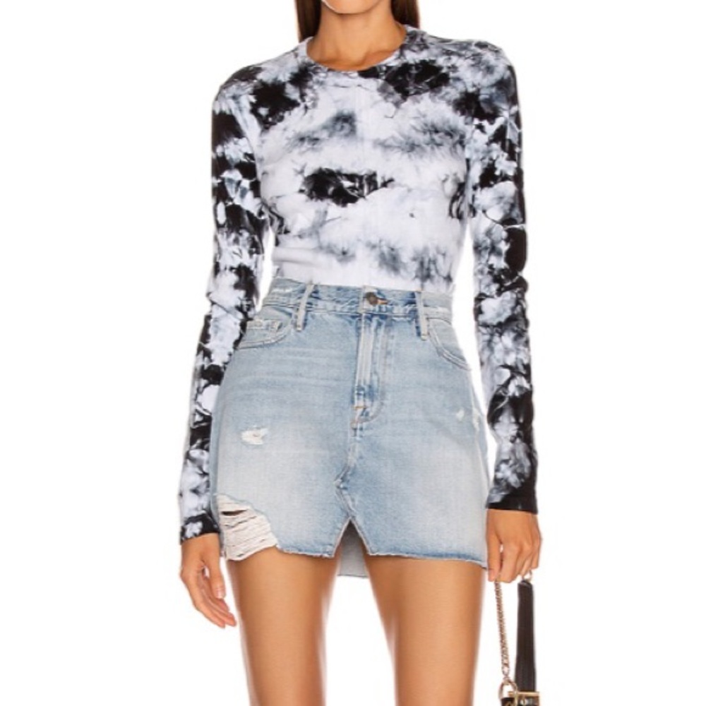 Proenza Schouler Tie Dye Ribbed Top Black White XS - Picture 2 of 10